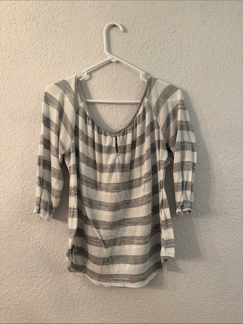 Green Envelope Gray and White Striped Tunic Top